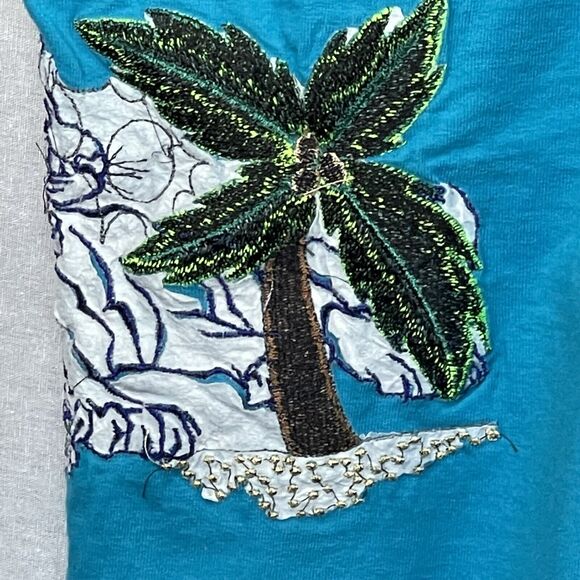 Fruit‎ of the Loom Tank Top Embroidered Women Size 4XL Art-to-Wear Blue Cotton - Picture 13 of 13